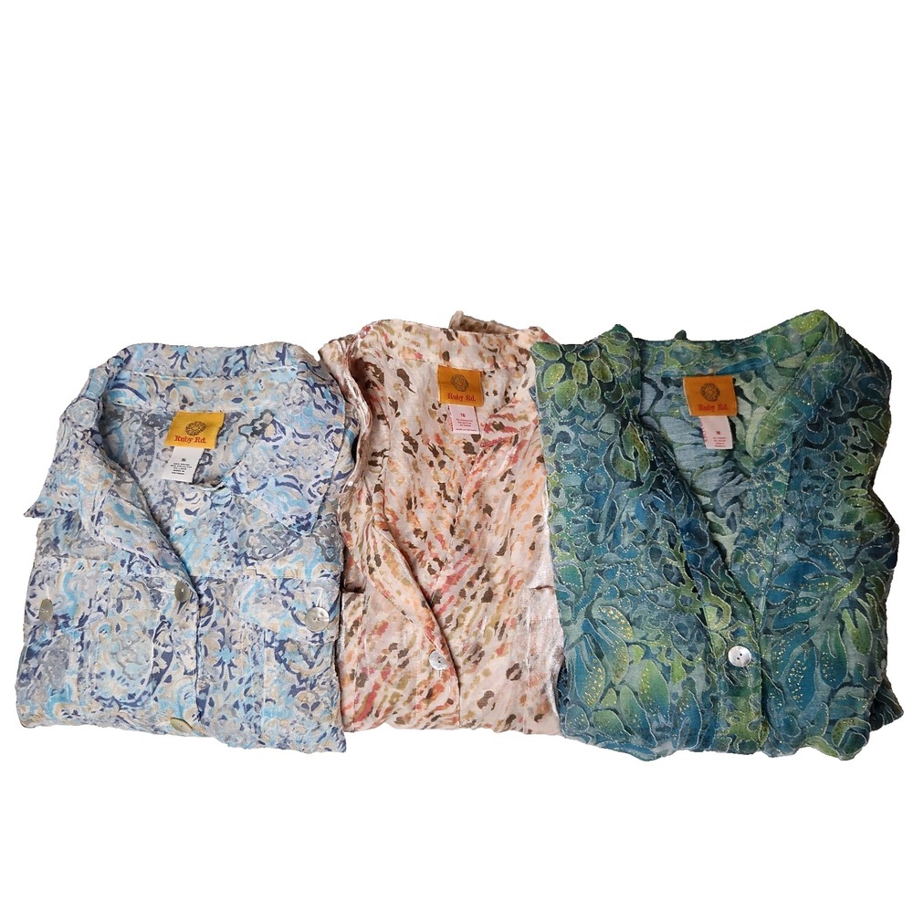 Ruby Rd Top Long Sleeve Button Front Lightweight Womens Size 16‎ Lot of 3
